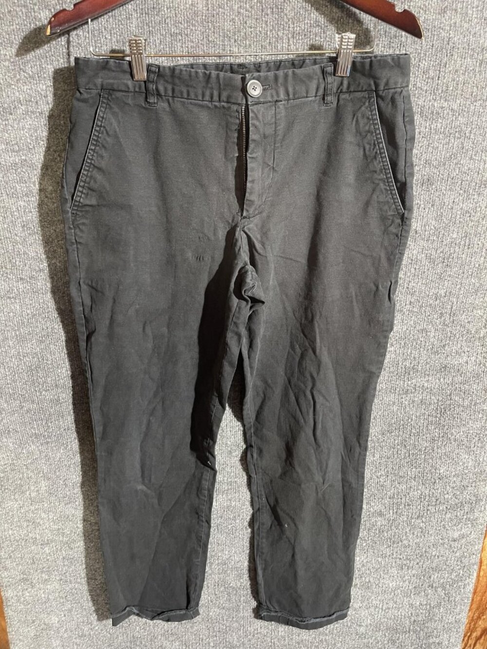 Chino Pants Mens 32x30 Black Regular Fit Stretch Straight Leg Casual Twill